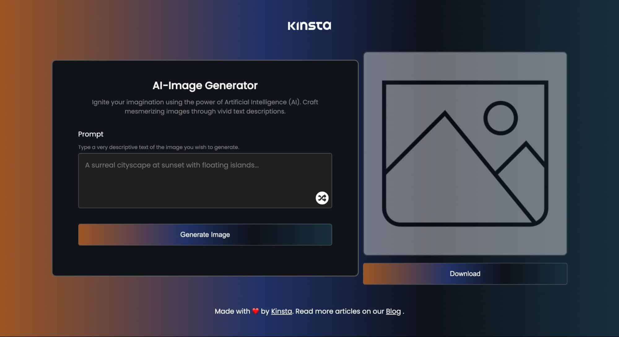 Interface utilisateur d'une application de génération d'images d'IA illustrant la puissance de l'intelligence artificielle dans la création d'images.