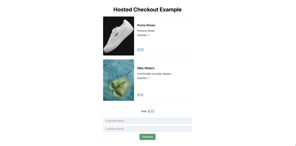 The completed hosted checkout page.