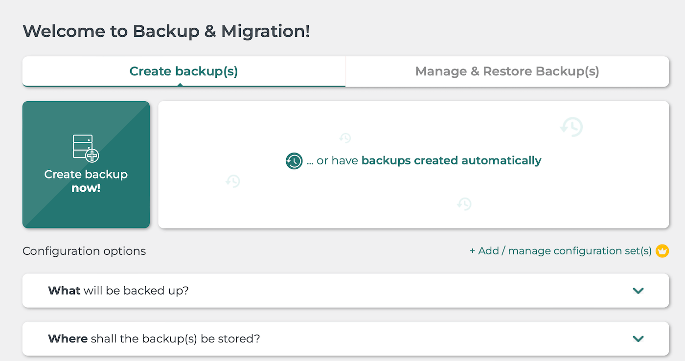 Ein Backup mit dem Backup Migration Plugin erstellen