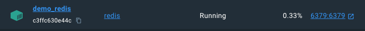 Screenshot: Indikator, dass das demo_redis-Image in Docker Desktop läuft