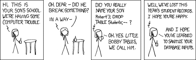 Exploits of a mom : A cartoon on SQL injection 