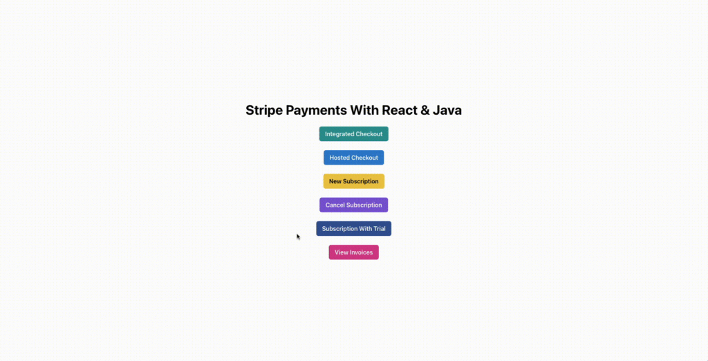 A user flow showing how a successful subscription checkout with added free trial using the Stripe hosted page looks like.