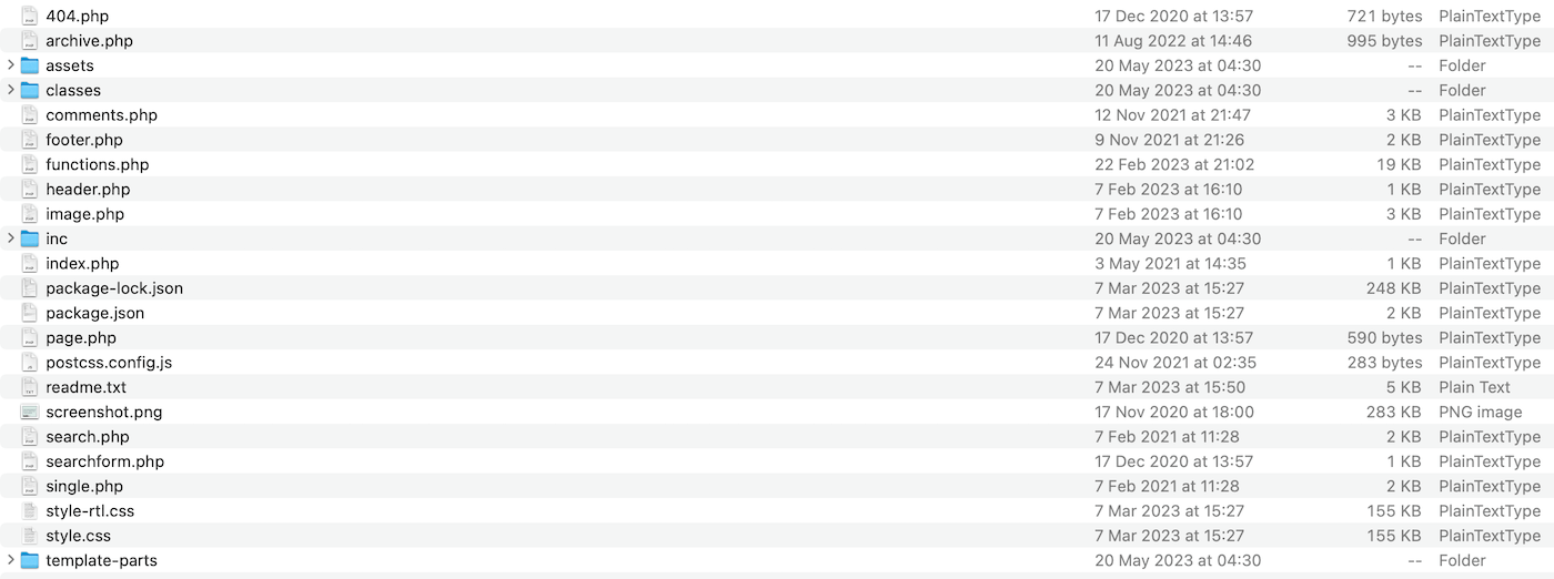 WordPress Twenty Twenty-One PHP files