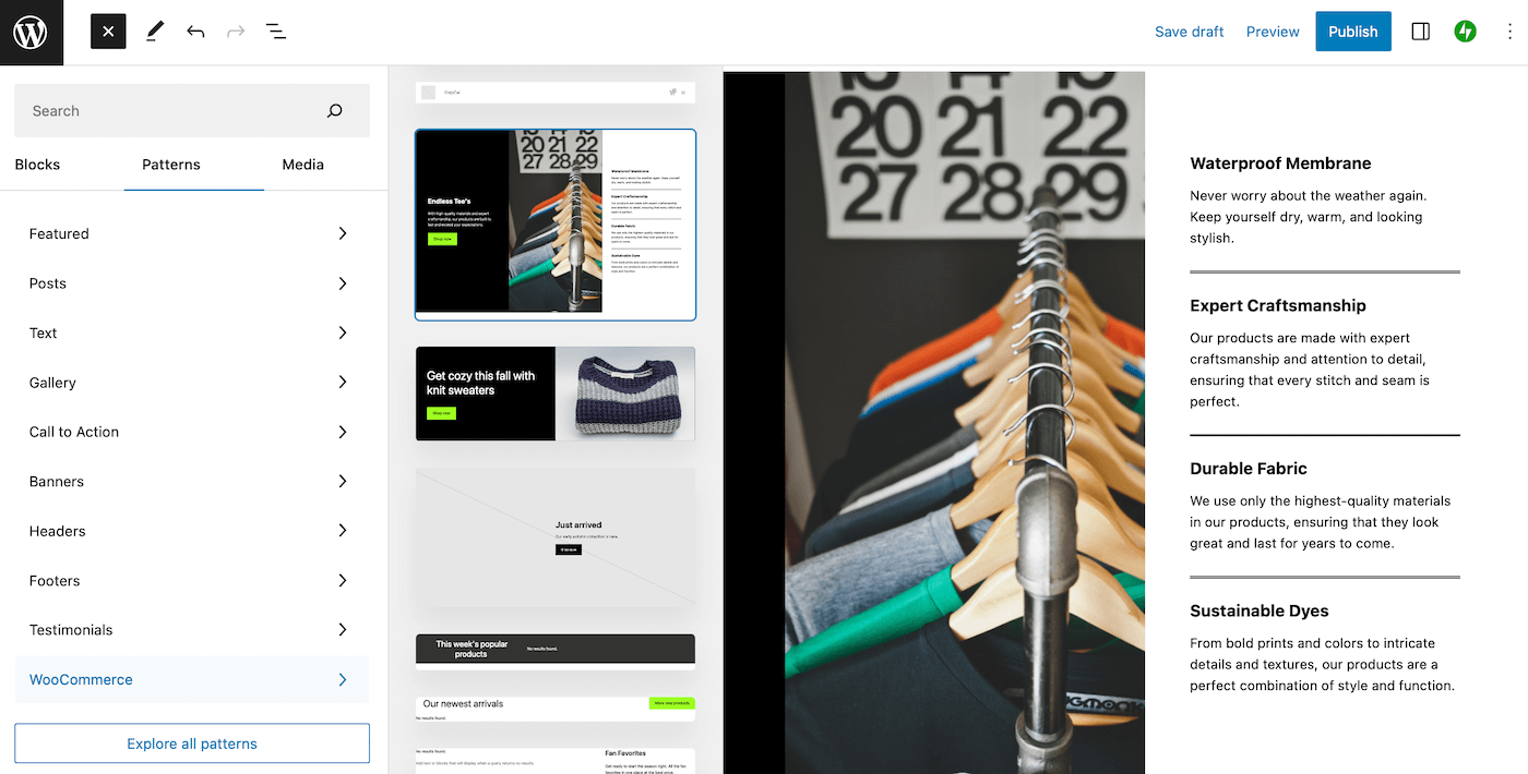 WooCommerce block patterns