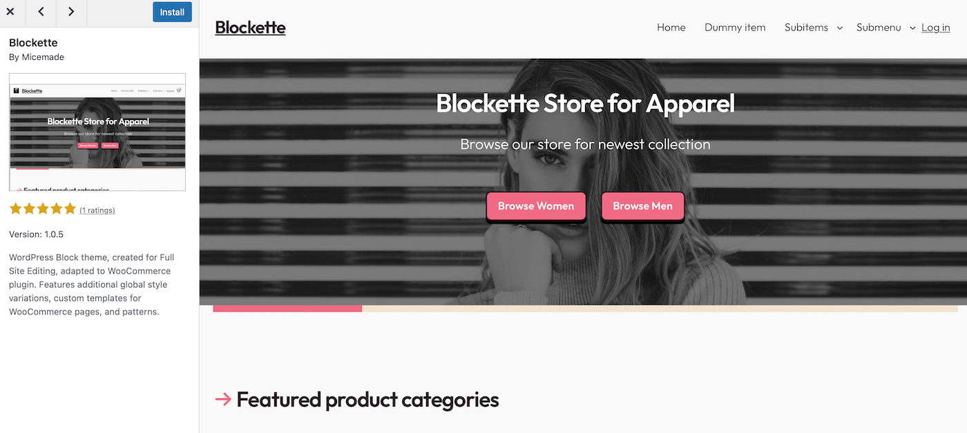 Thème WooCommerce Blockette