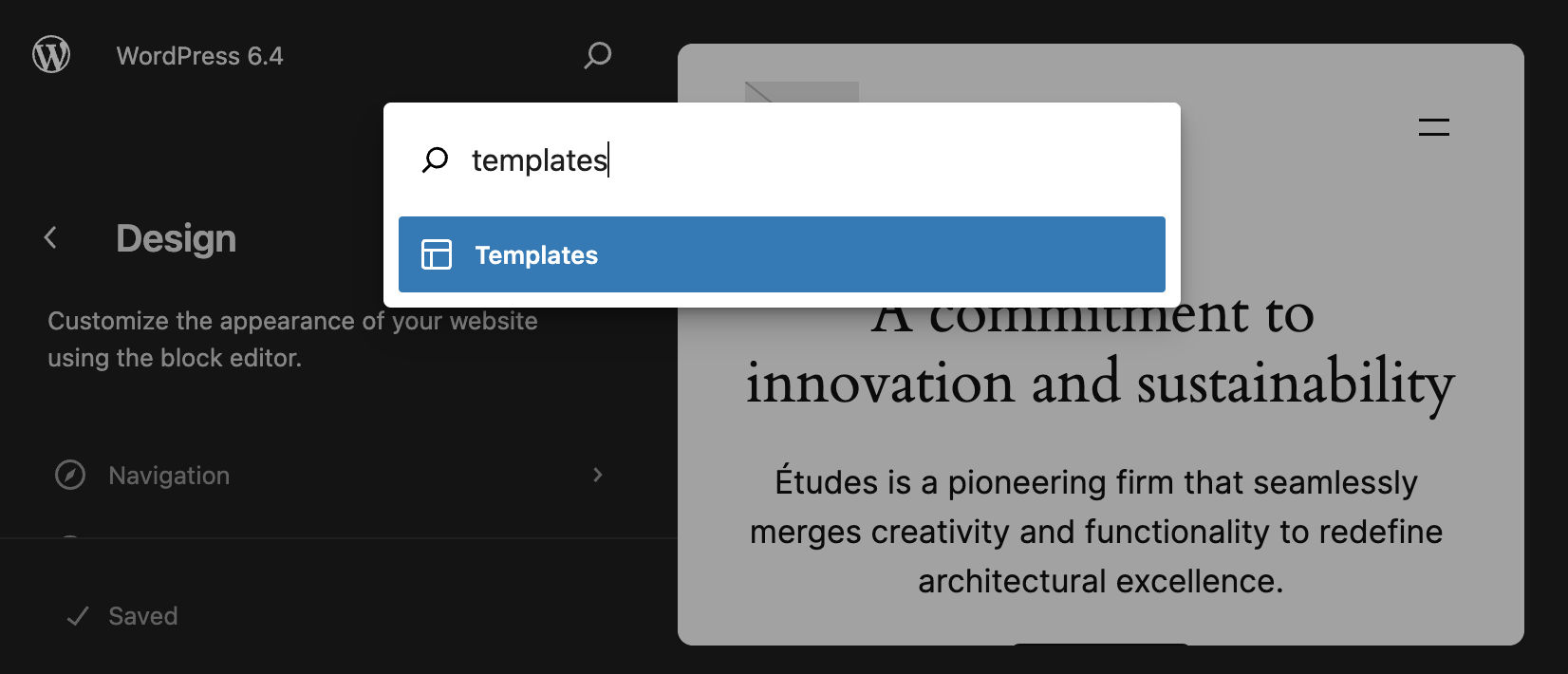 Launching templates in WordPress 6.4
