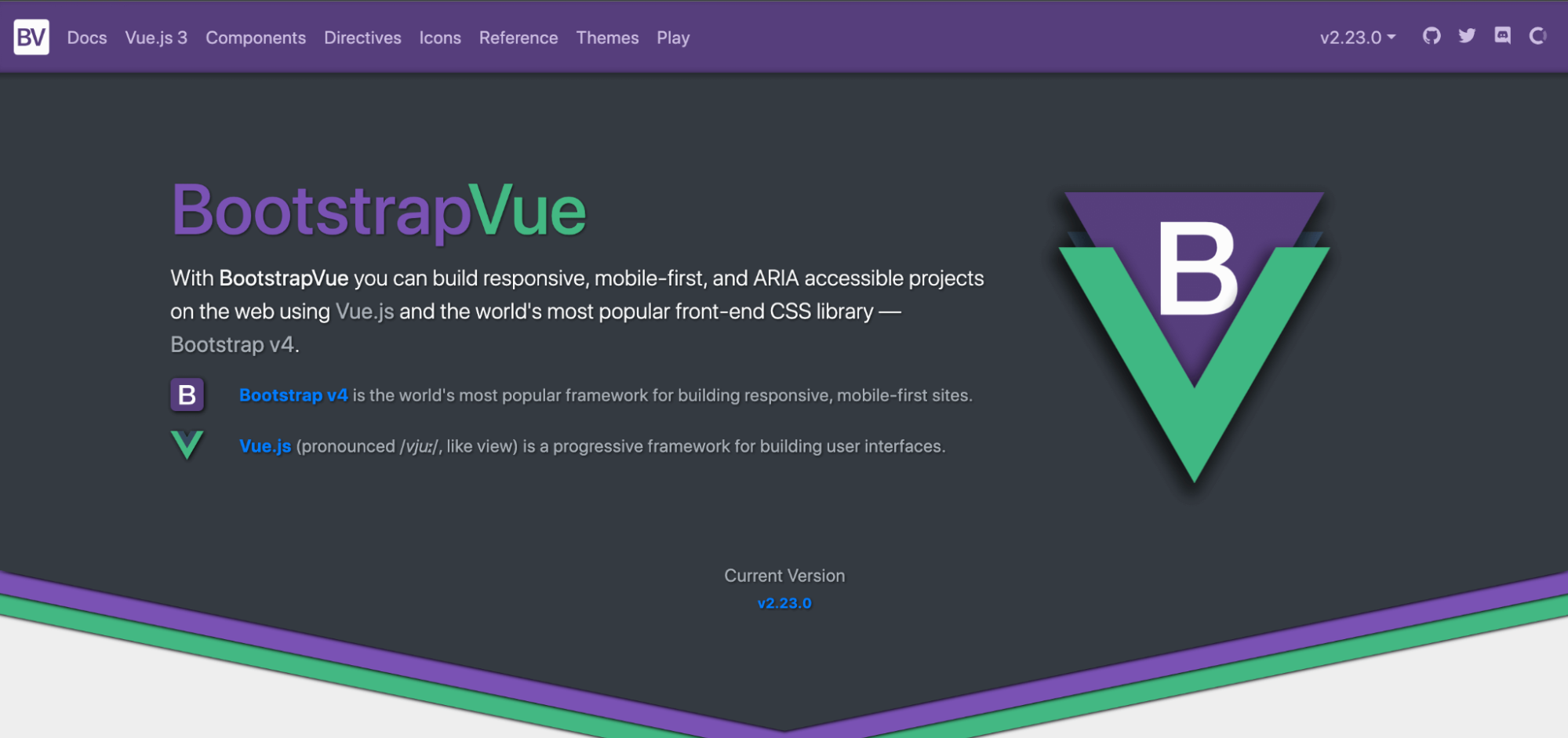 Screenshot: homepage di Bootstrap Vue.