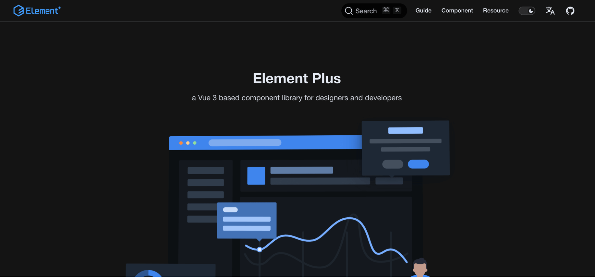 Screenshot: The Element Plus homepage.