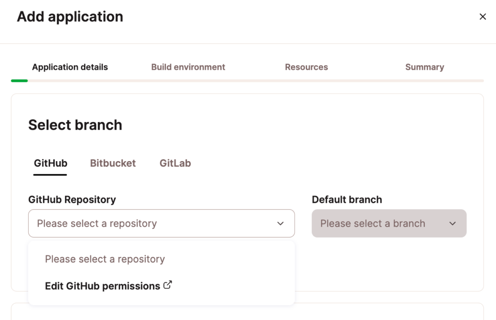 Modifier les permissions GitHub lors de l'ajout d'une application.