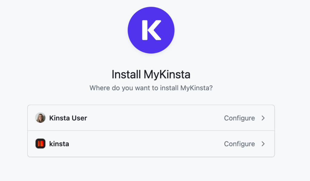 Install the Kinsta GitHub application to your GitHub Account.