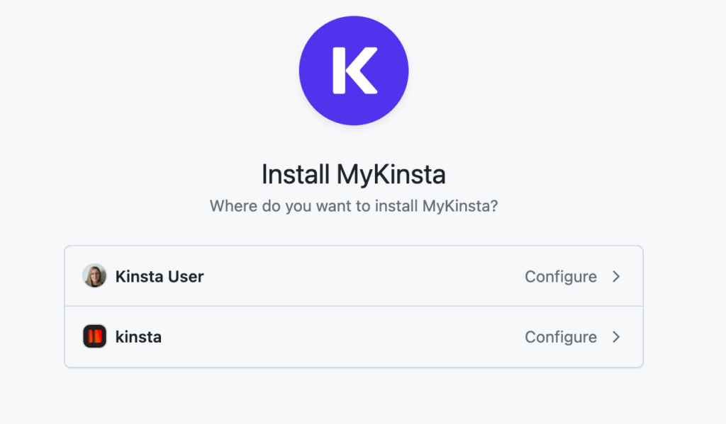 Installer l'application Kinsta GitHub sur votre compte GitHub.