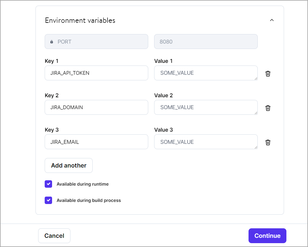 Kinsta-Anwendungs-Umgebungsvariablen