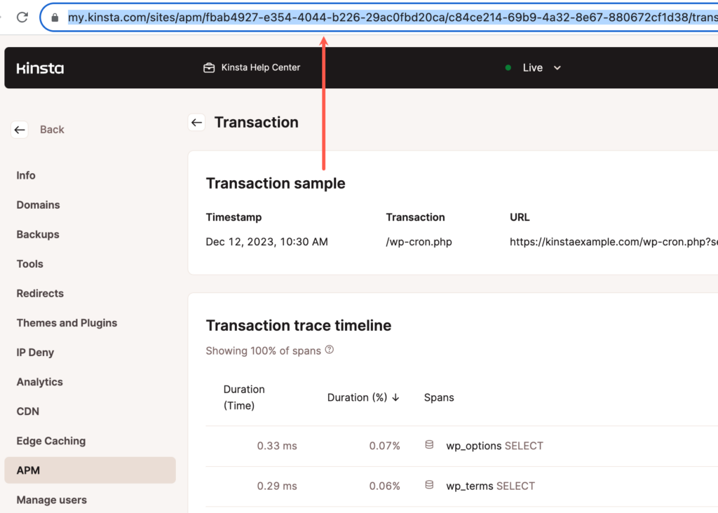 Transaction sample permalink.