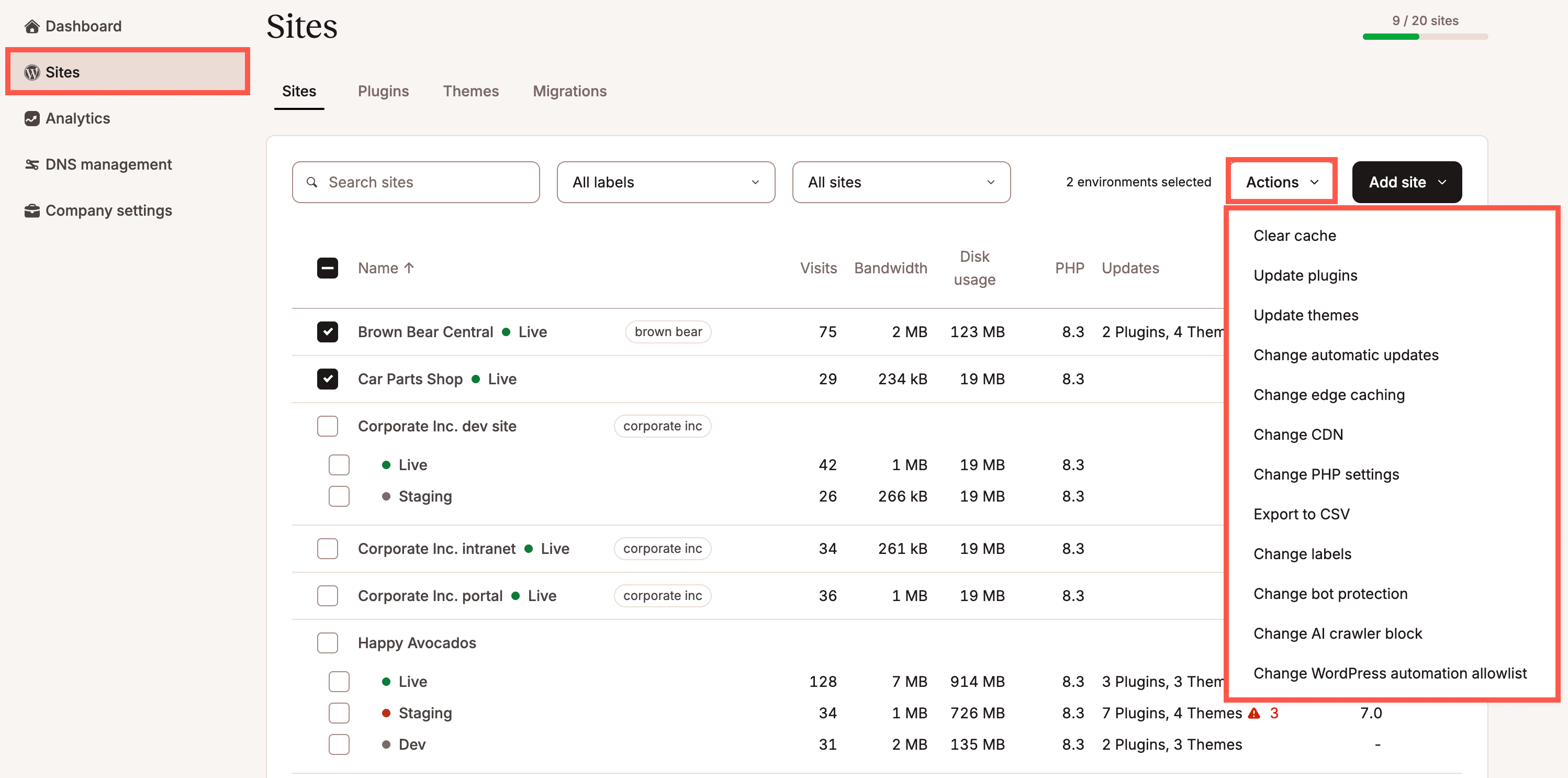 WordPress Hosting - Site Management - Kinsta® Docs