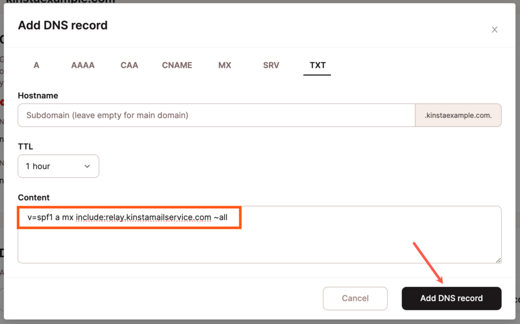 Add SPF TXT record for MailChannels.