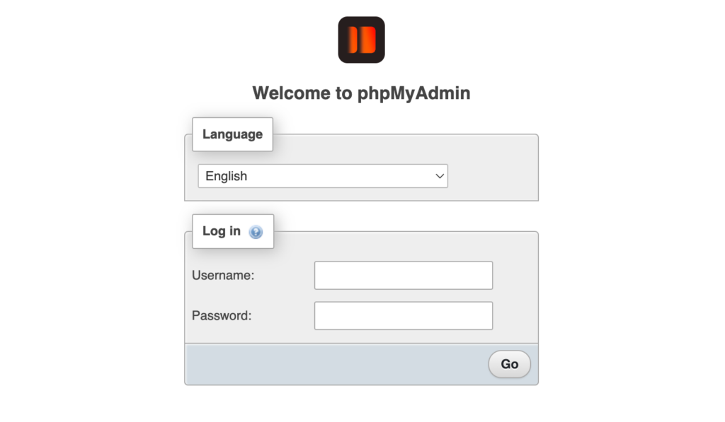 Logging in to phpMyAdmin