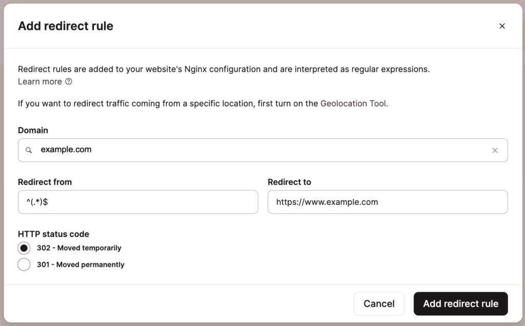 Leid niet-www-verkeer om naar www met een 301 redirect in MyKinsta.