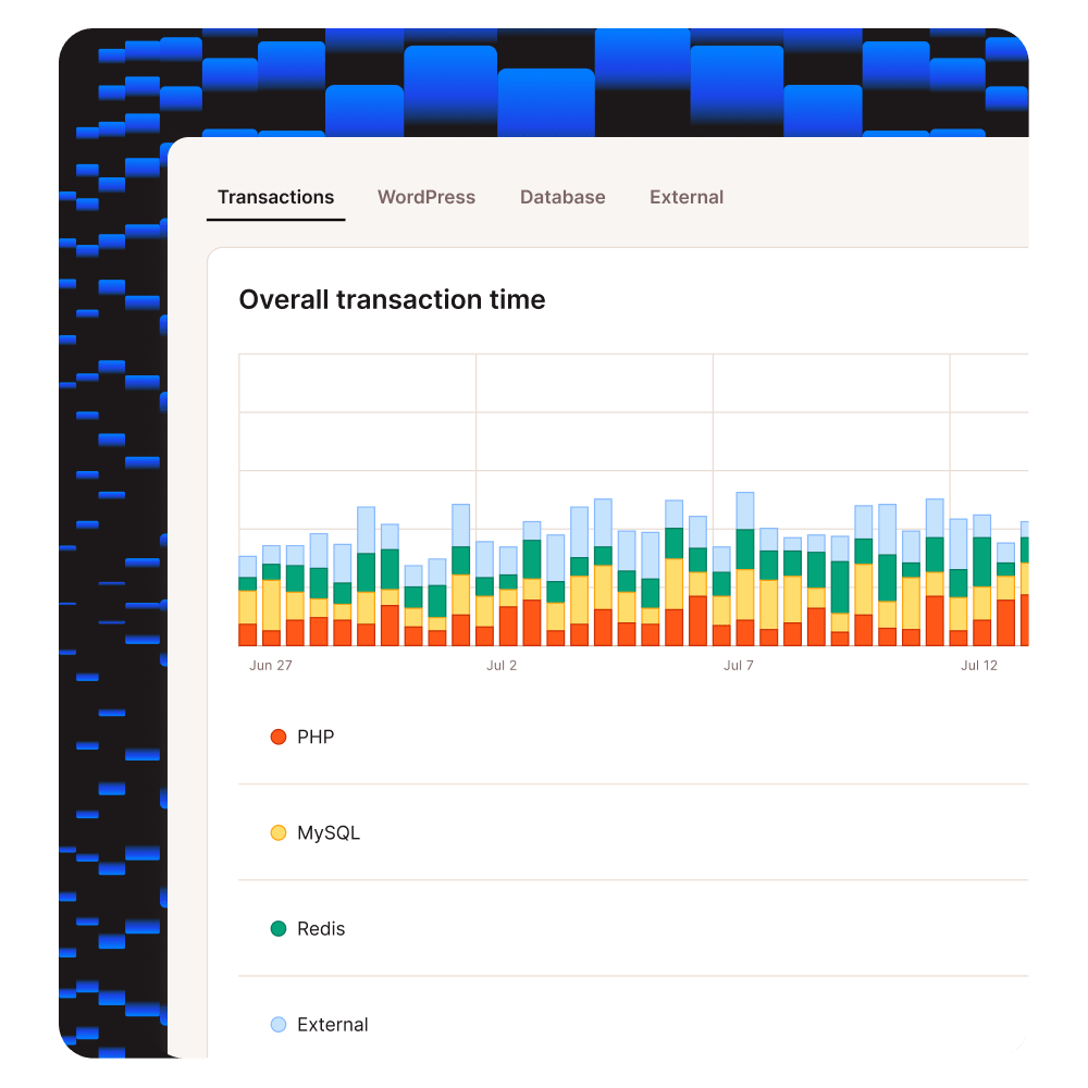 Screenshot of transactions in the MyKinsta APM tool