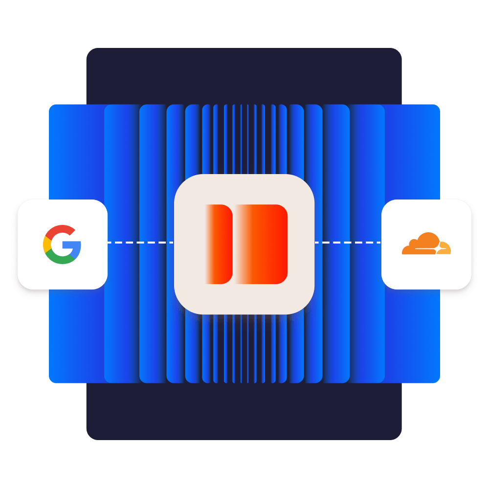 Il logo di Google Cloud, il logo di Kinsta e il logo di Cloudflare connessi