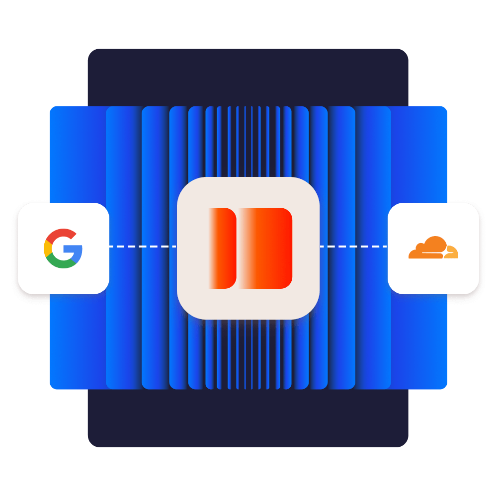 Google Cloud-logotypen, Kinsta-logotypen och Cloudflare-logotypen anslutna