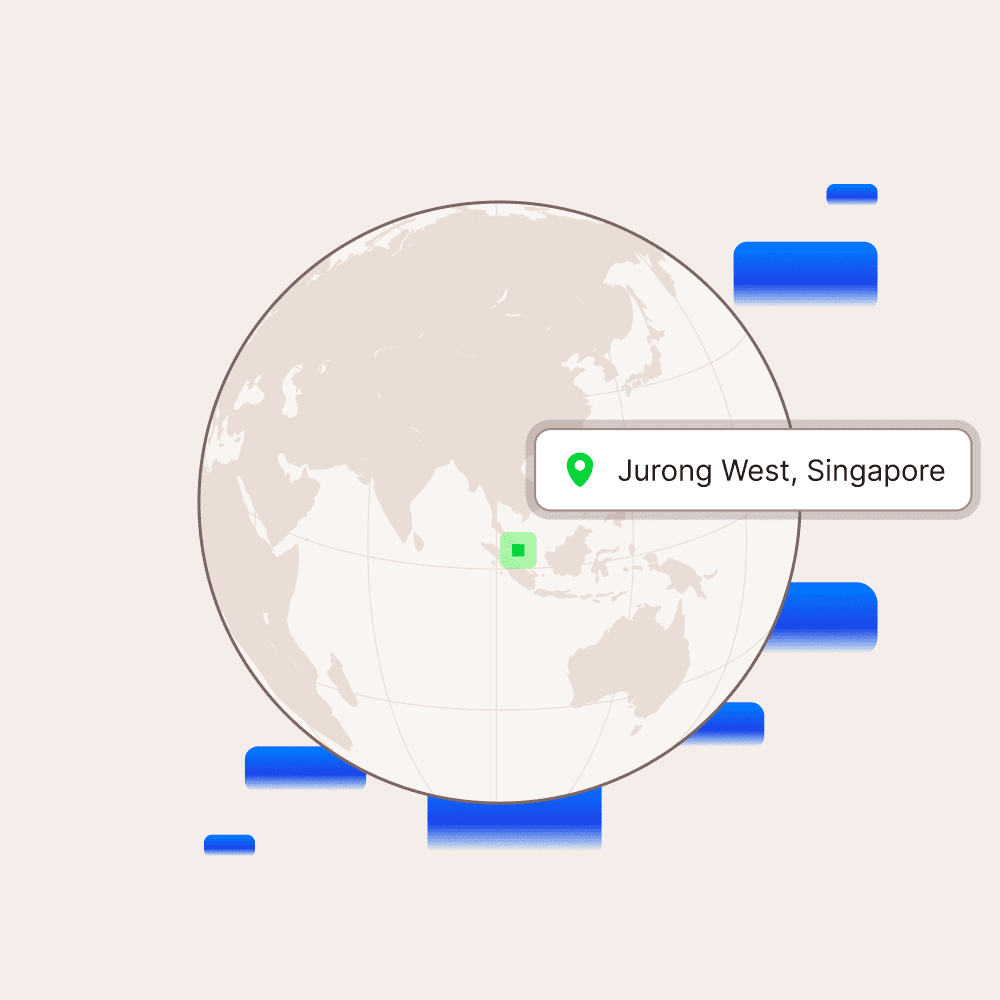 Globe showing Jurong West, Singapore datacenter location