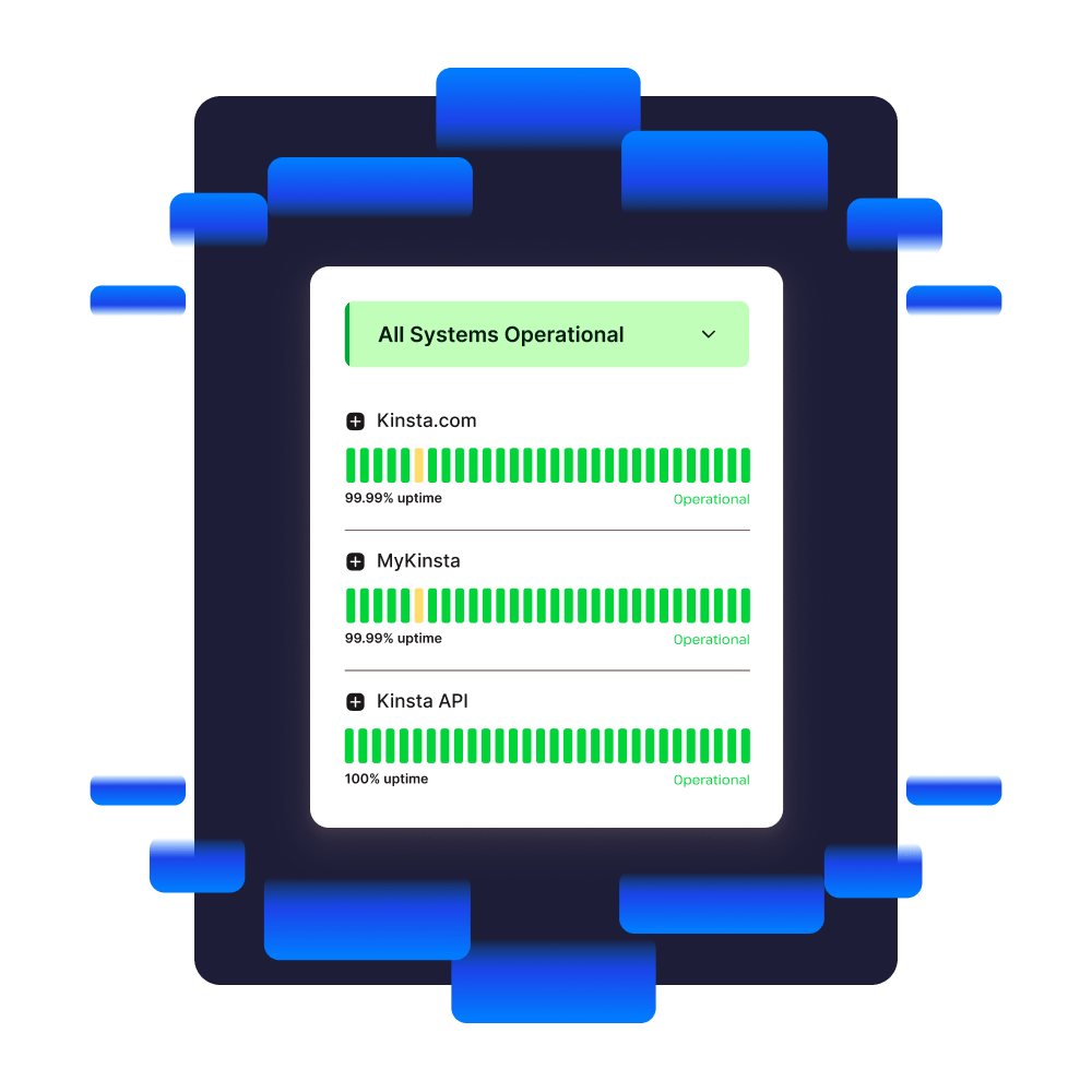 Captura de pantalla que muestra la supervisión del tiempo de actividad de MyKinsta