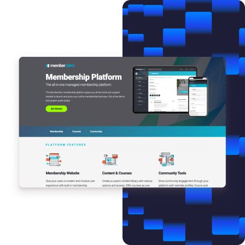 Screenshot: MemberDev Website, a WordPress Membership hosting customer