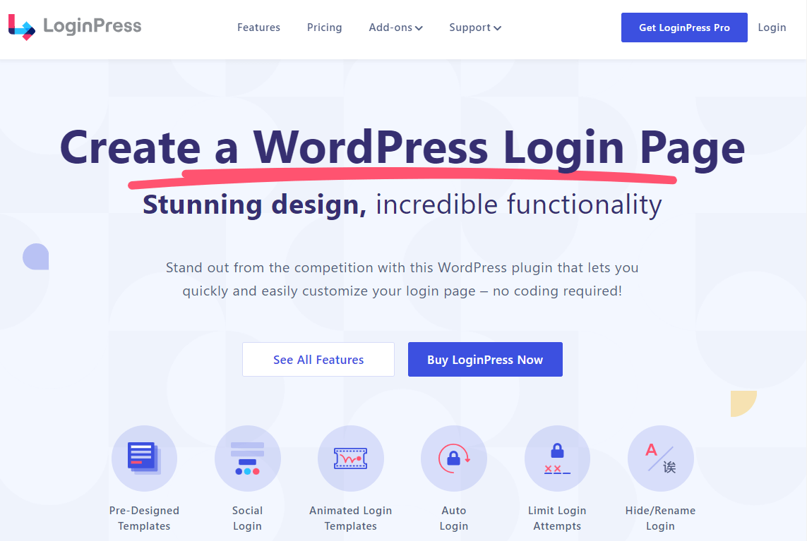 LoginPress homepage