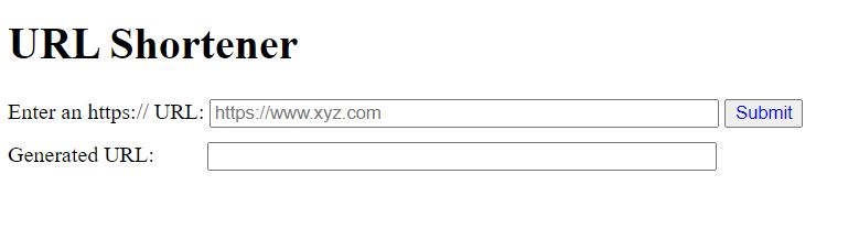 Screenshot of a web form for shortening URLs.