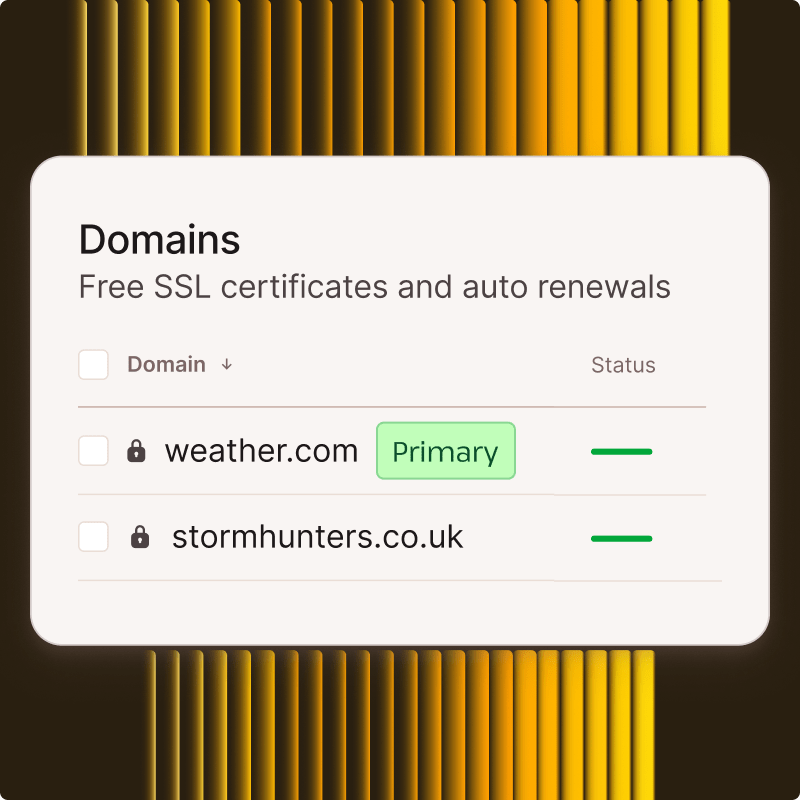 Screenshot showing static site domain management