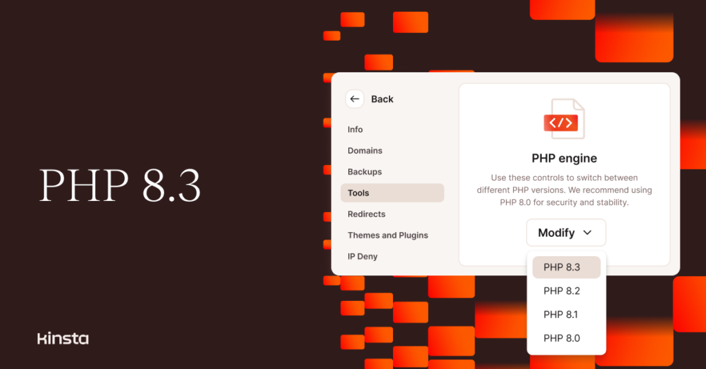 Illustration showing the PHP engine tool in MyKinsta.
