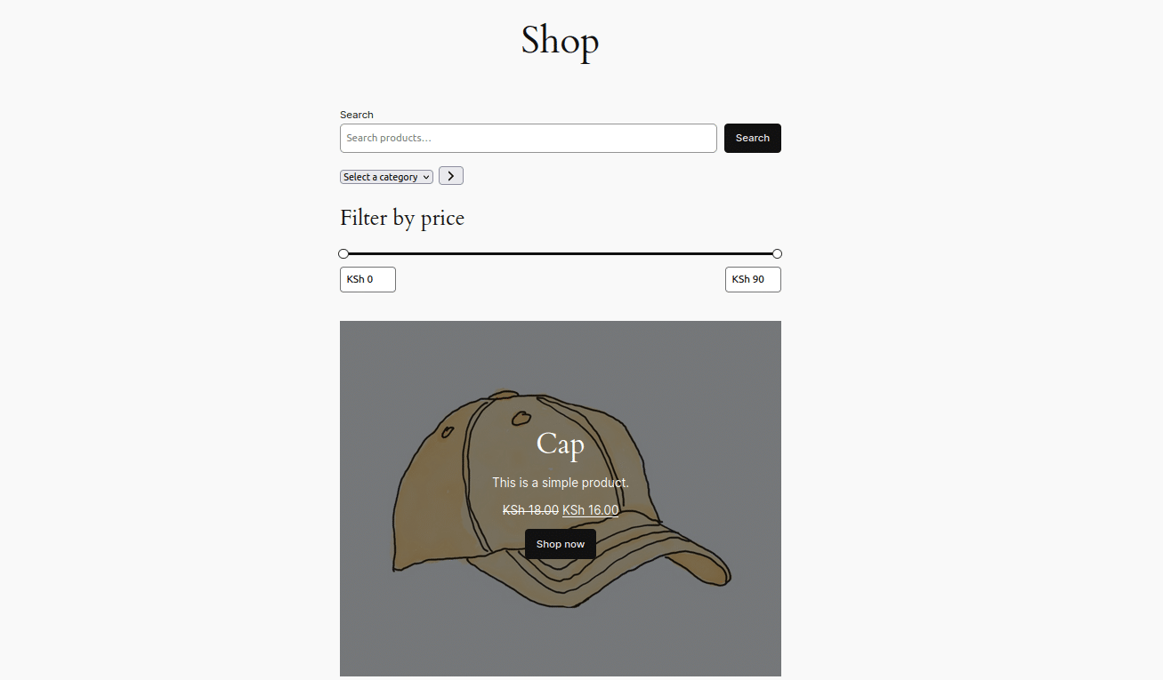 Previewing shop page after adding all WooCommerce blocks