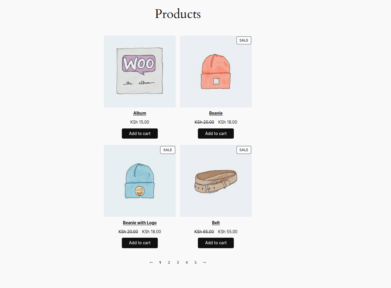 Updated Products page displays products in a 2-by-2 grid and reflects a navigation bar