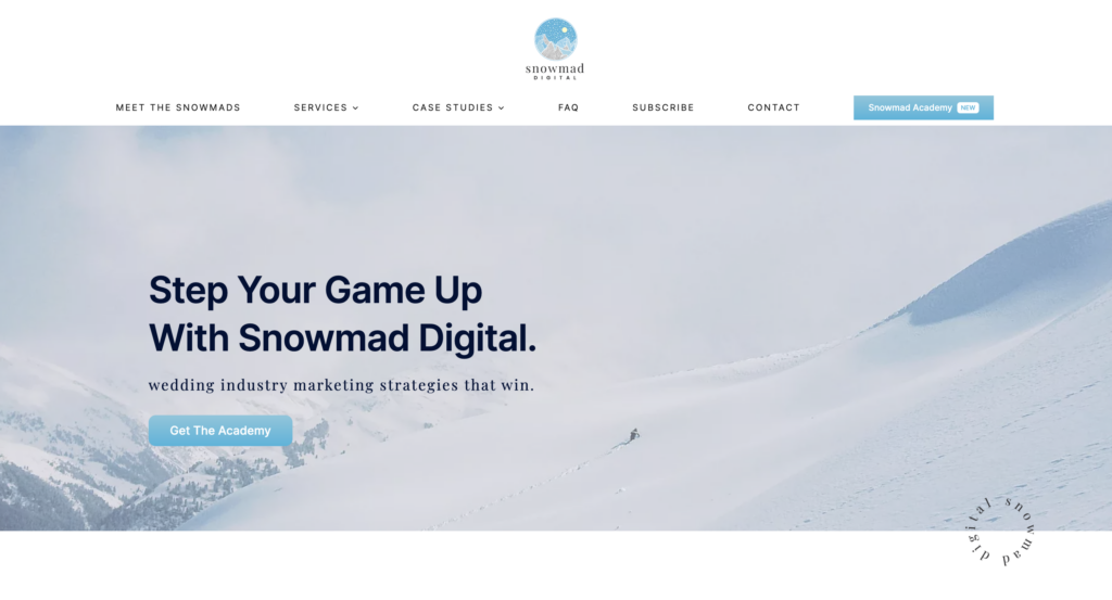 Snowmad Digitalのランディングページ