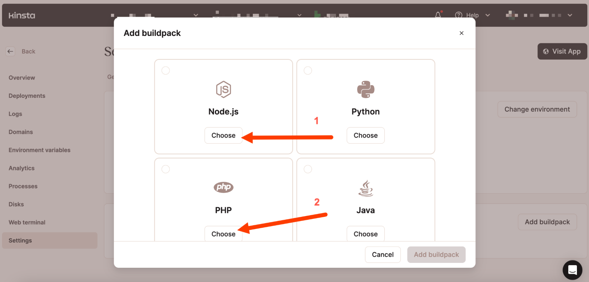 Adicionando Buildpack para o aplicativo Laravel-Inertia.