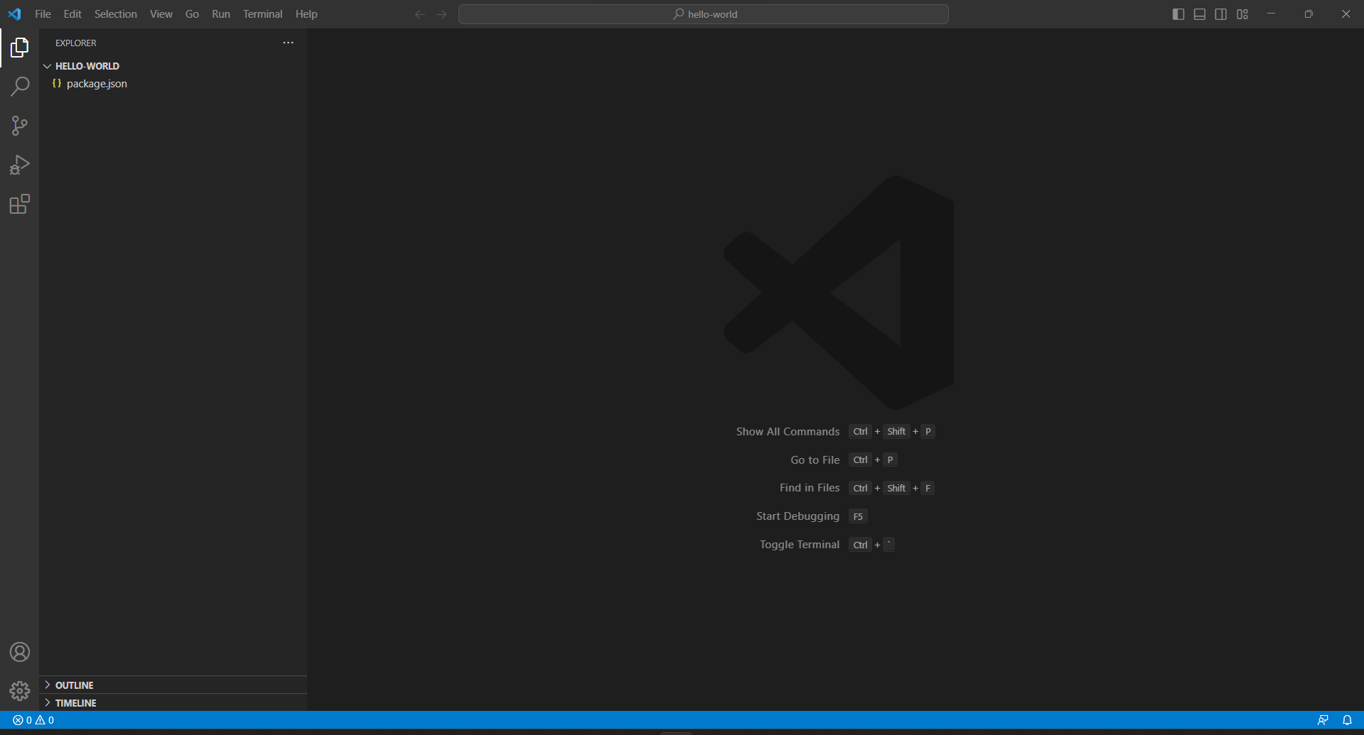 Screenshot von Visual Studio Code mit einem geöffneten Projekt.
