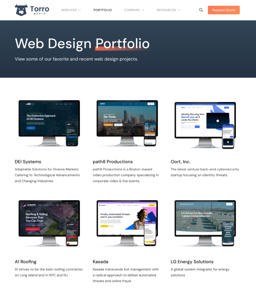Torro Boston Web Design Portfolio