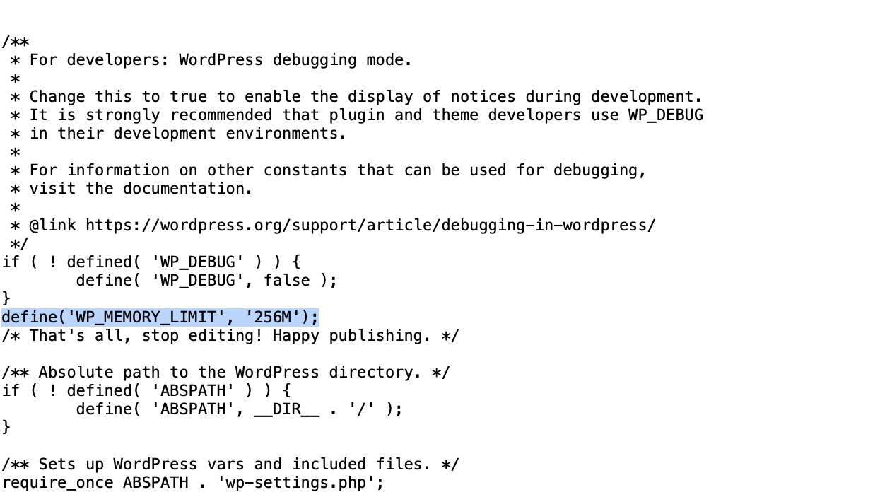 wp memory limit