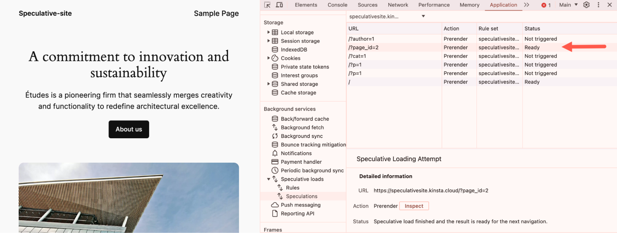 Chrome Devtool displays information about the various links in your site so you know when they are prefetched or prerendered