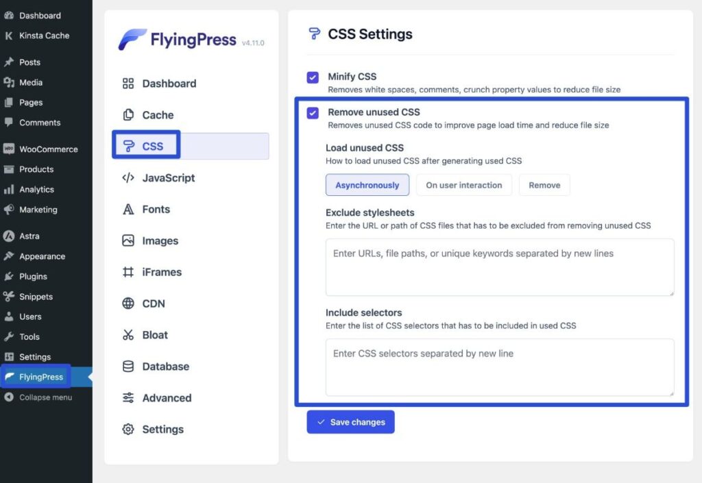 Cómo optimizar la entrega de CSS y CSS de ruta crítica utilizando el plugin FlyingPress.