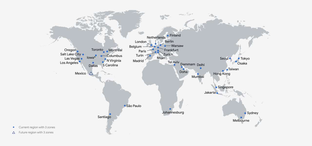A look at Google Cloud network locations.