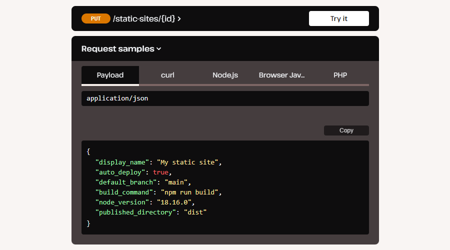 Uso de la API de Kinsta para sitios estáticos 