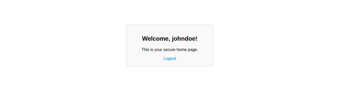 The logged-in user's application homepage opens with a personalized welcome message