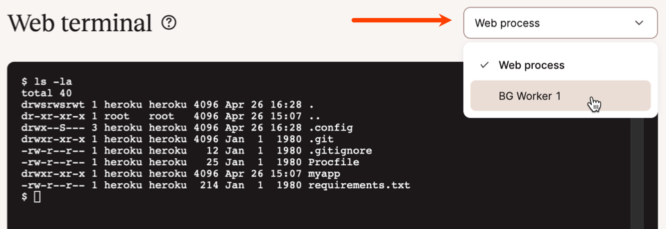 Sélection d'un processus d'application alternatif pour l'accès au terminal web.