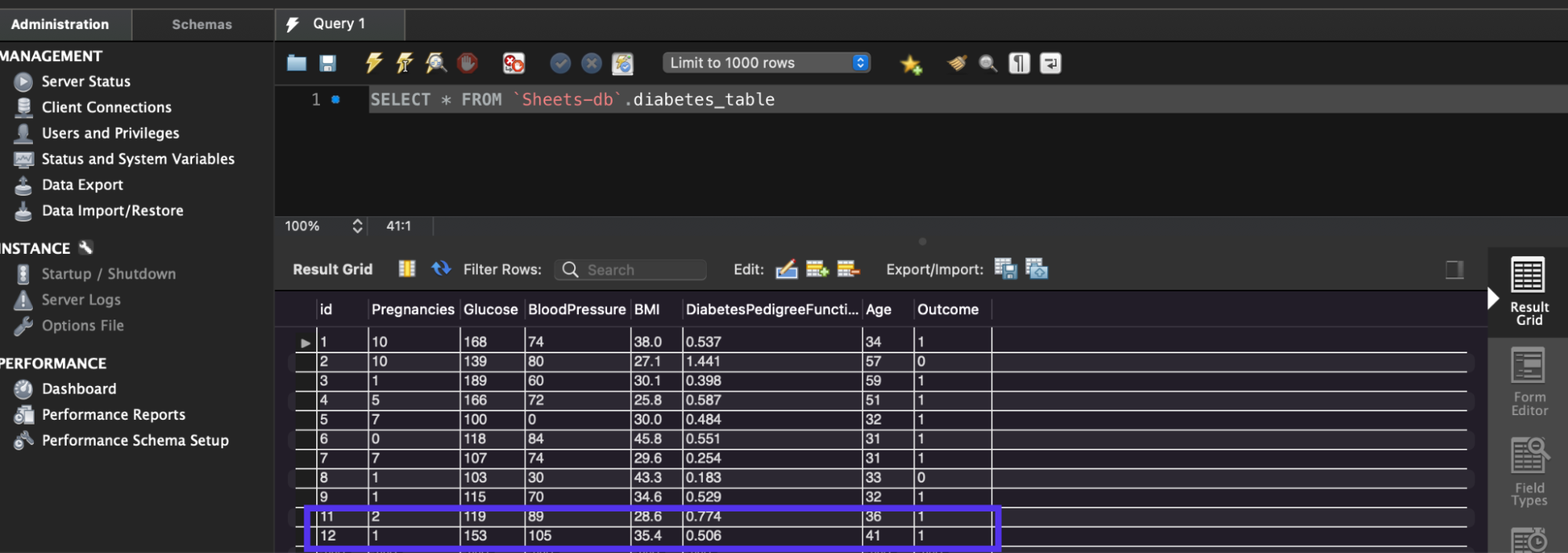 MariaDB shows two new records