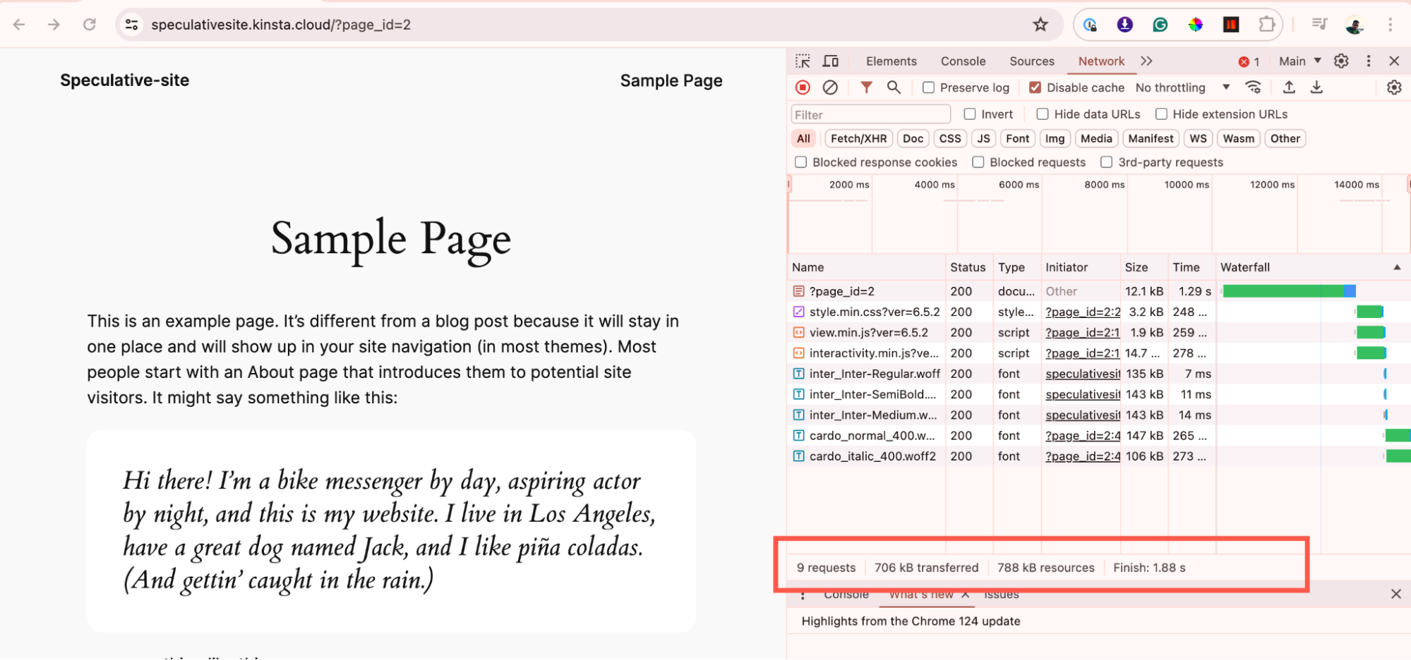 O site já pré-renderizado com o plugin Speculative Loading não carrega o conteúdo do DOM novamente.