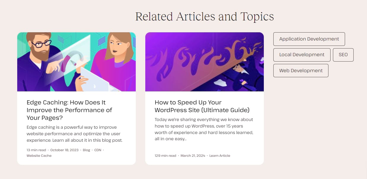 Les articles similaires sont affichés sur le blog Kinsta.