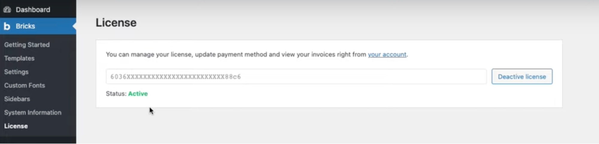 Konfiguriere die Bricks-Theme-Lizenz, um das Theme zu aktivieren