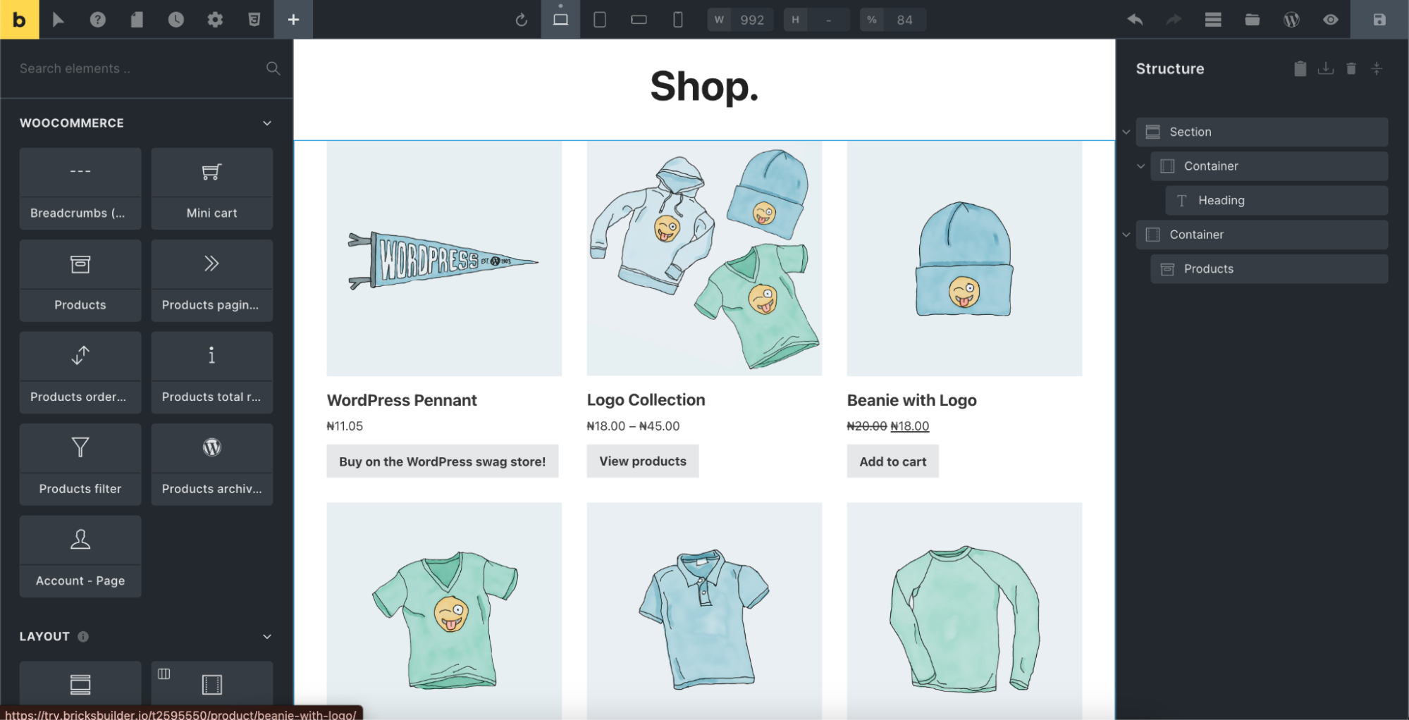 Usar WooCommerce con Bricks Builder.