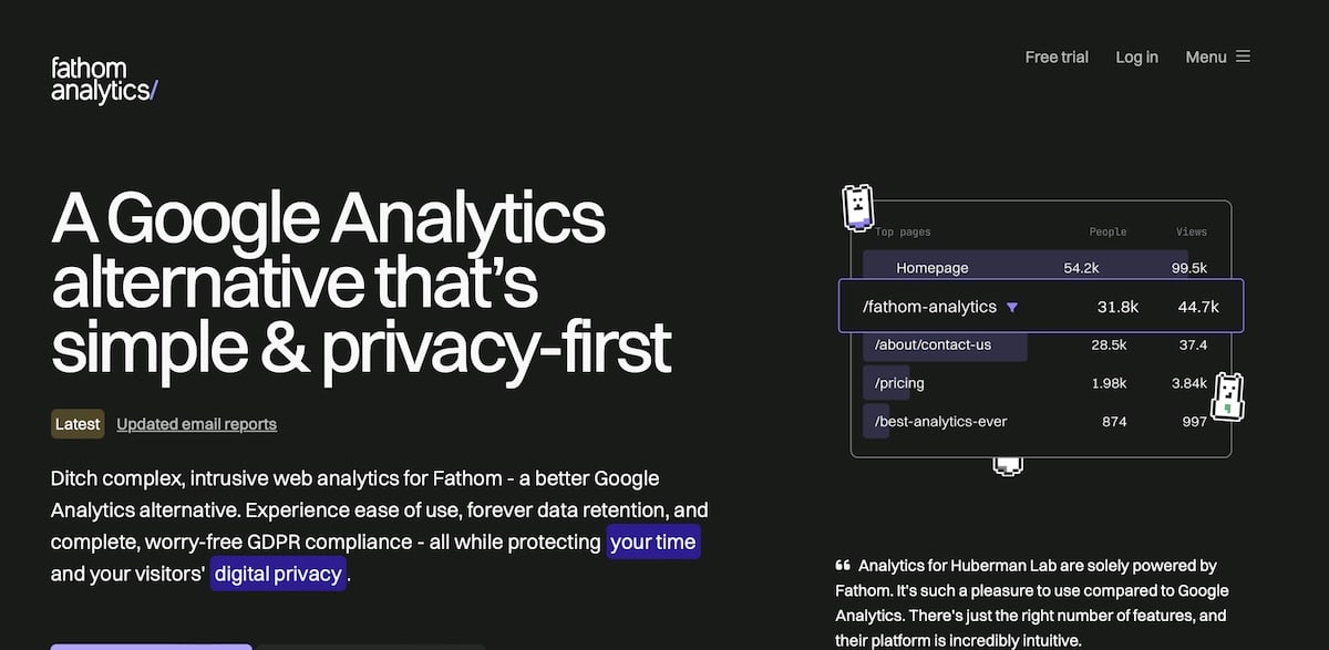 Bei Fathom Analytics stehen Einfachheit und Datenschutz im Vordergrund